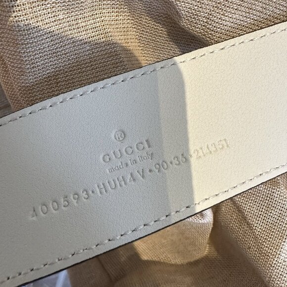 NEW Gucci Beige/White GG Supreme Canvas GG Marmont Buckle Belt 90 CM 36 IN main image 6